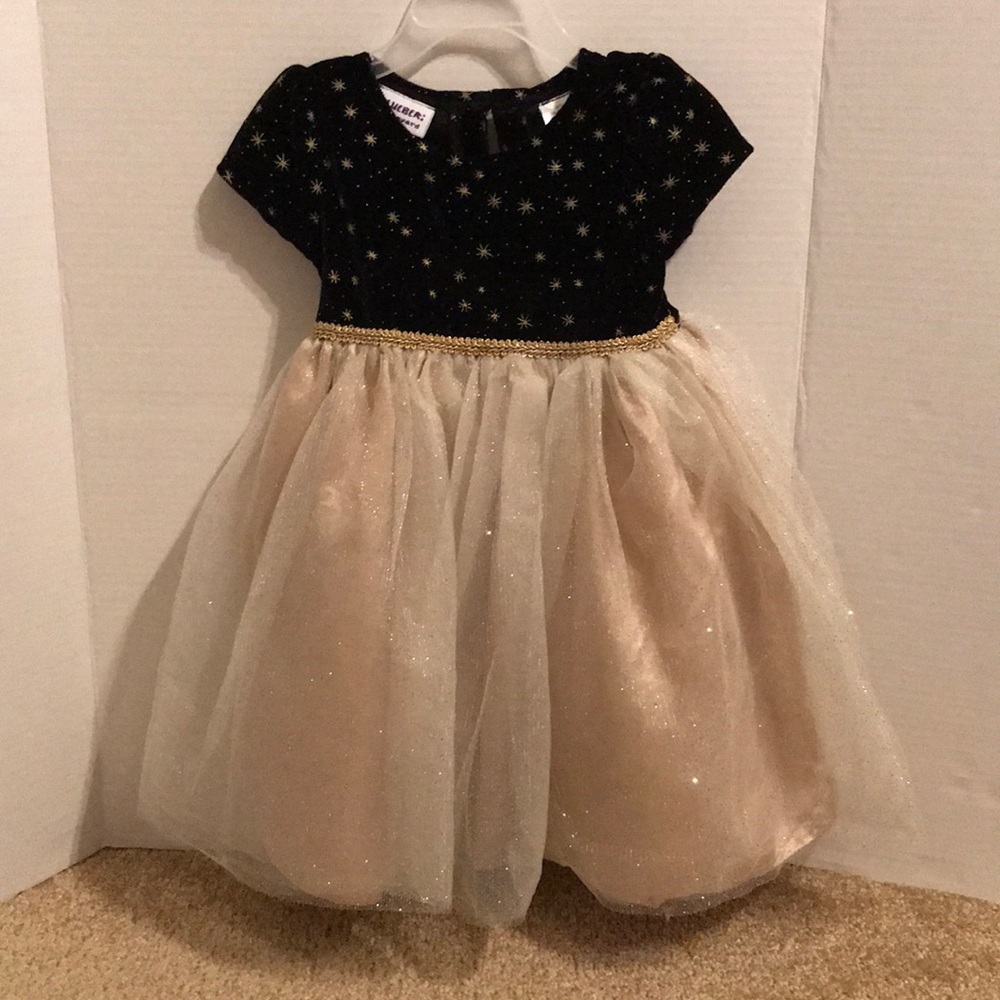 Bluberi Black Metallic Gold Shear Princess Dress